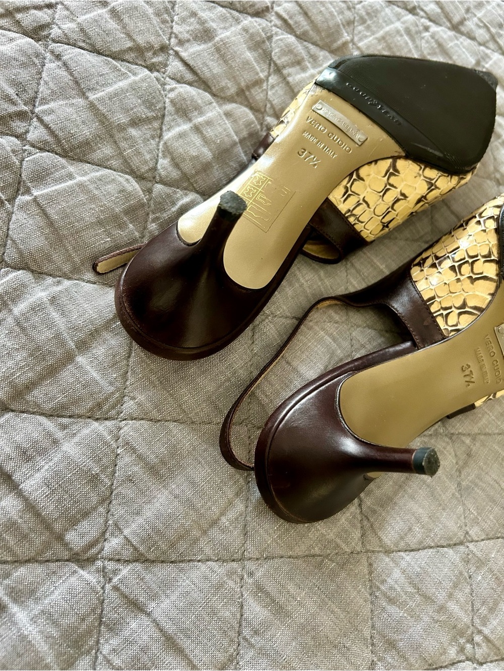 Dolce & Gabbana Snakeskin Pointed-Toe Kitten Heel Slingbacks EU 37.5 - Picture 13 of 16